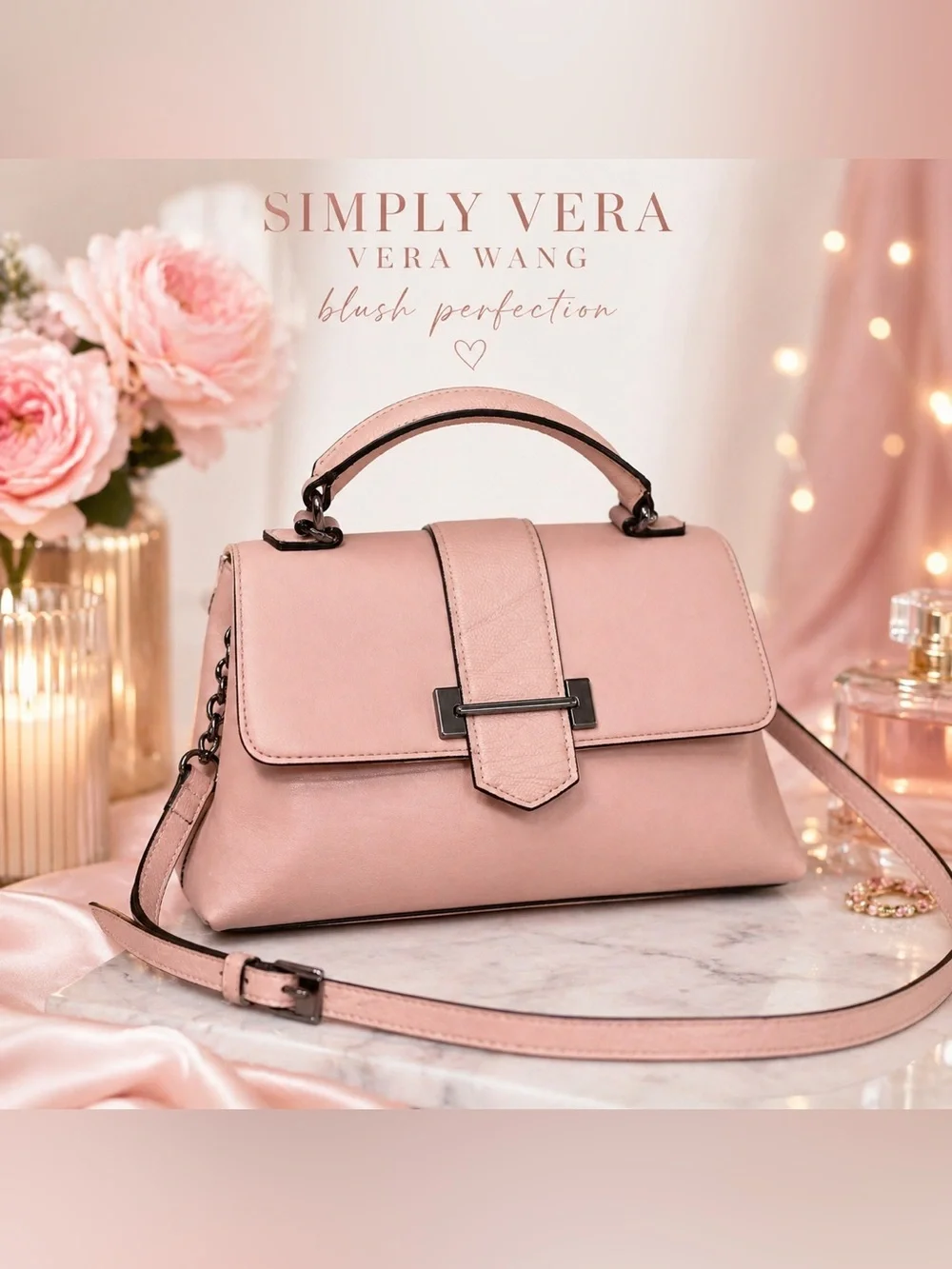Simply Vera Vera Wang Blush Pink Top Handle Crossbody Satchel